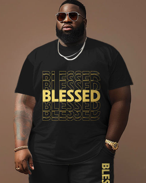 Big & Tall Graphic T-Shirt Shorts Set for big men view 2