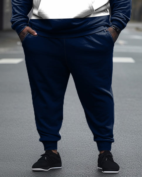 Big & Tall Blue Colorblock Hoodie Sweatpants Set for big men view 3