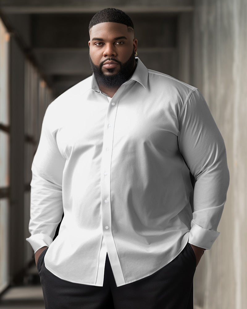 Big & Tall Solid Color Long Sleeve Shirt for big men view 2