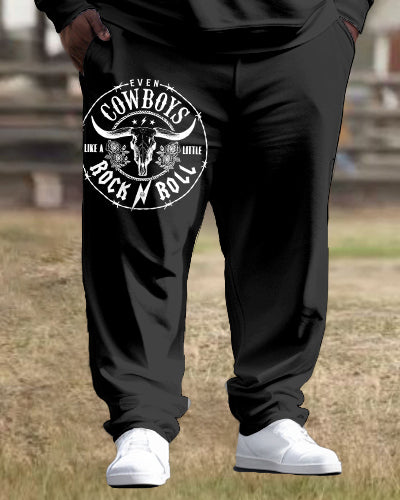 Big & Tall Western Graphic Hoodie Sweatpants Set for big men view 3