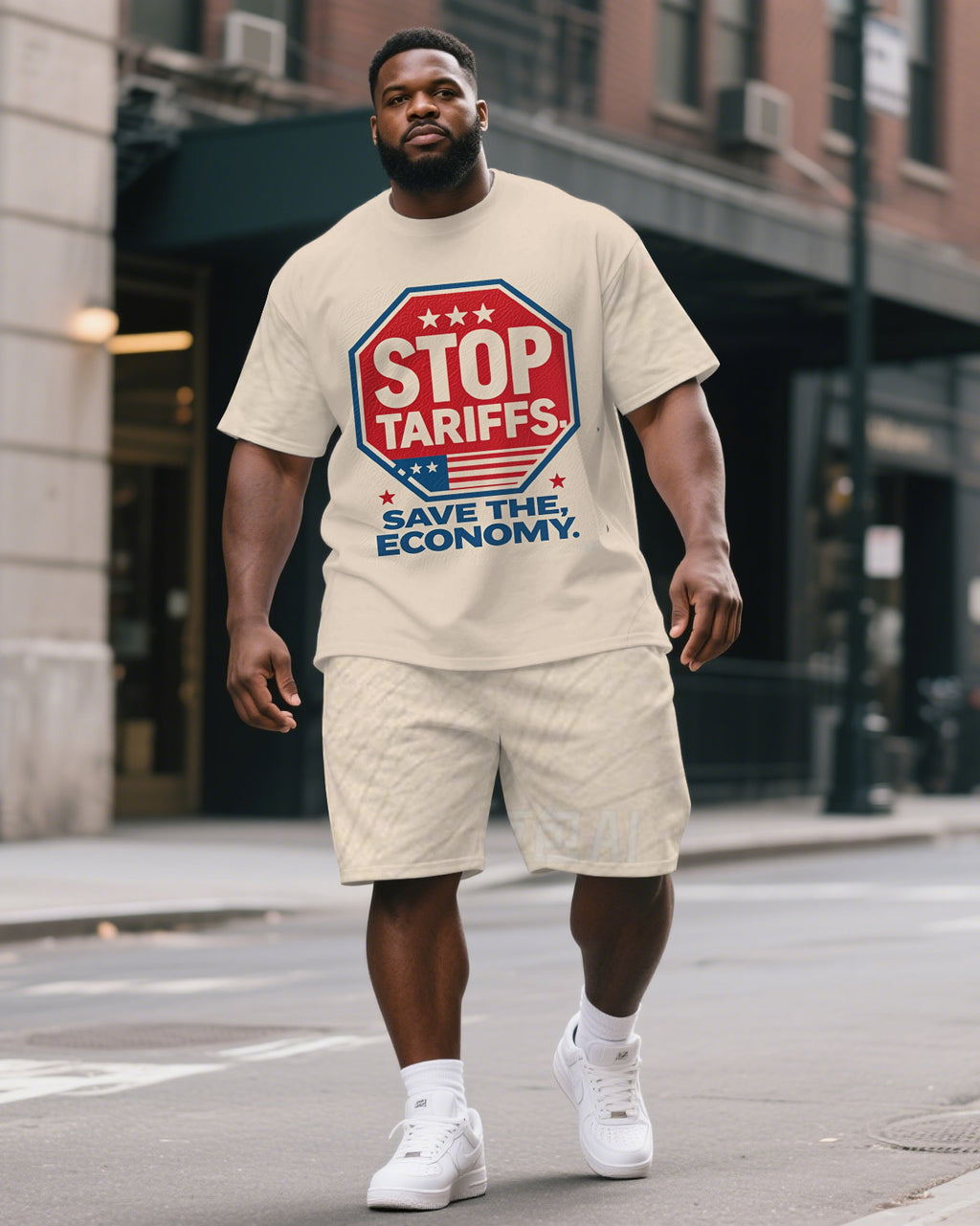 Big & Tall Graphic Streetwear T-Shirt Shorts Set for big men view 1