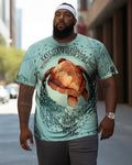Big & Tall Geometric Streetwear T-Shirt Shorts Set for big men