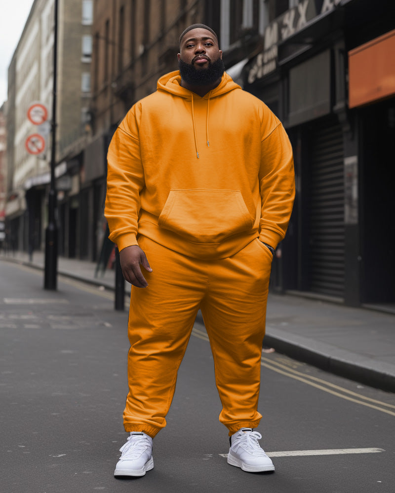 Big & Tall Solid Color Hoodie Sweatpants Set for big men view 10