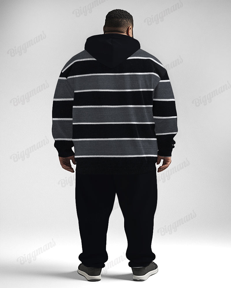 Big & Tall Striped Hoodie Sweatpants Set for big men view 4
