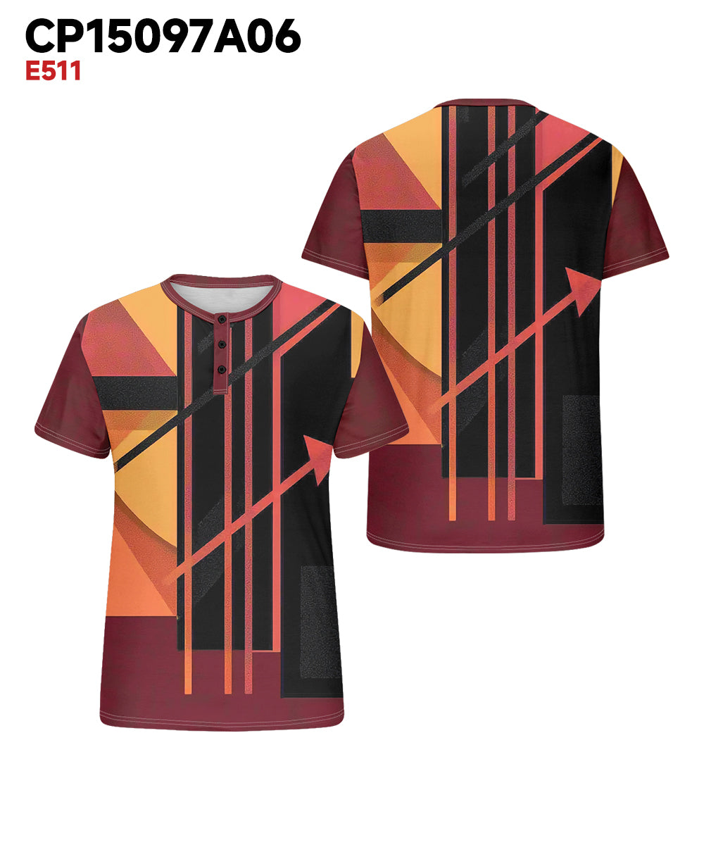 Big & Tall Black Red Geometric T-Shirt for big men view 3