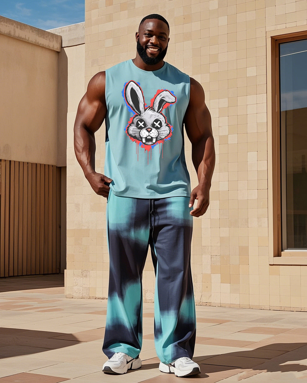 Big & Tall Gradient Vest Pants Set for big men view 1