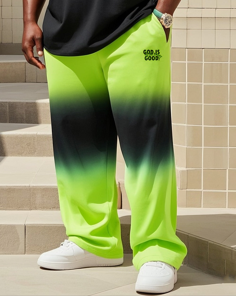 Big & Tall Gradient Vest Pants Set for big men view 3