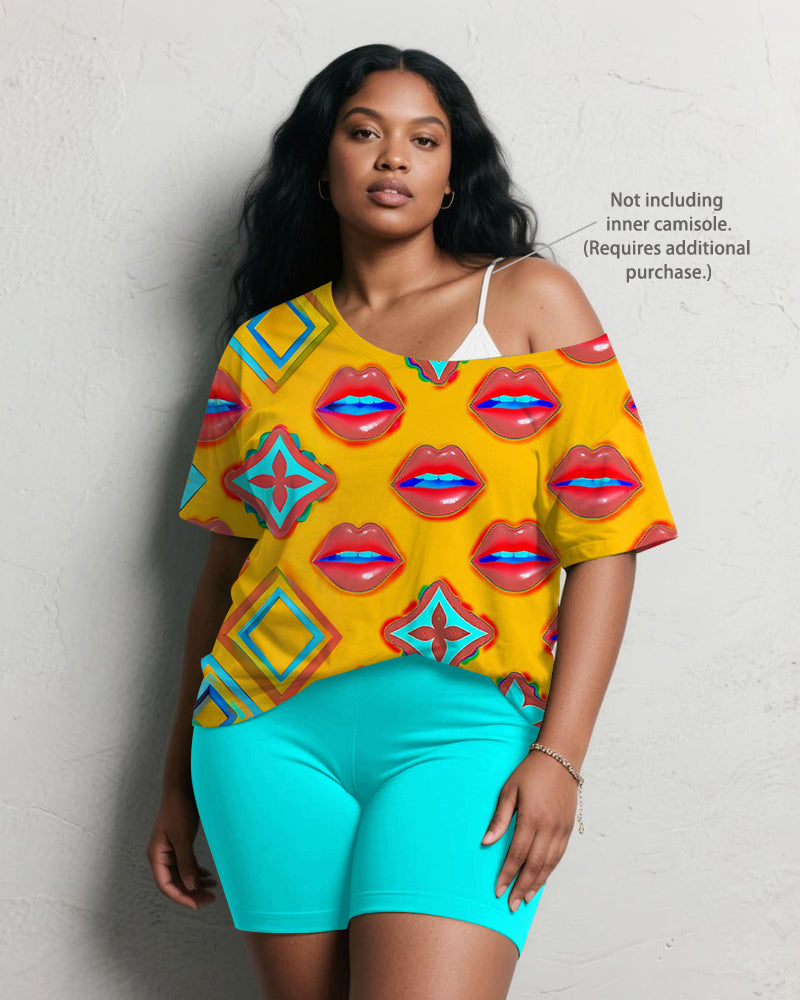 Big & Tall Geometric Graphic Graffiti Two-piece Set for big men view 2