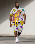 Big & Tall Streetwear Polo Shorts Set for big men view 1