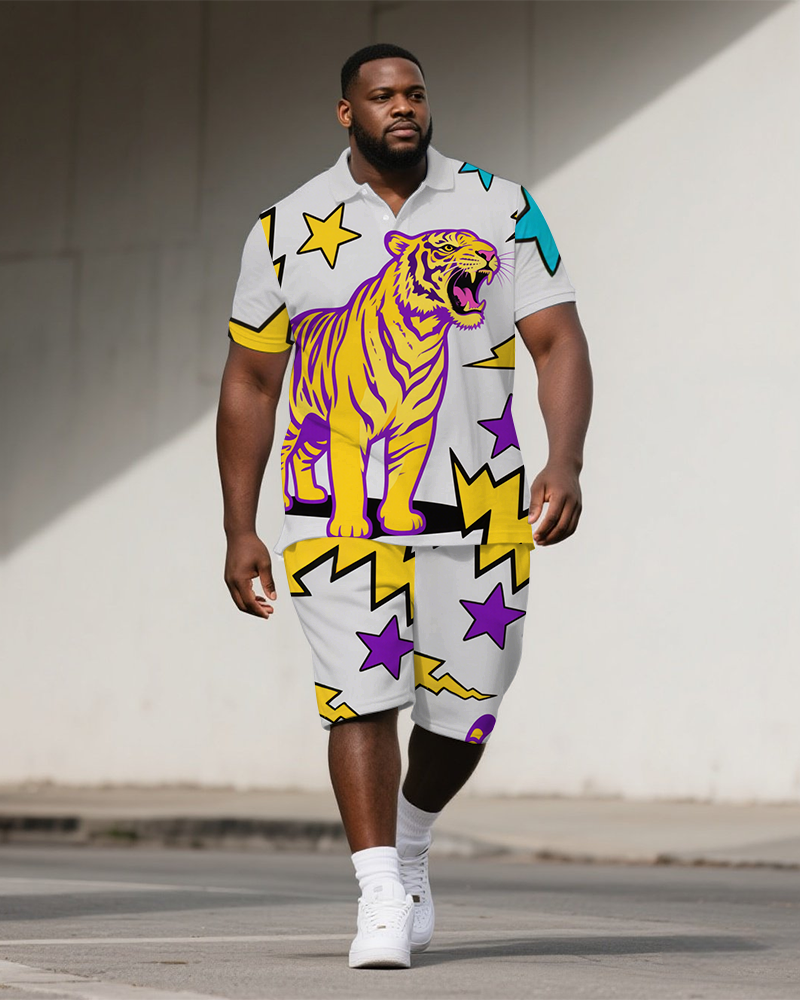 Big & Tall Streetwear Polo Shorts Set for big men view 1