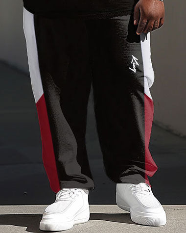 Big & Tall Colorblock Graphic T-Shirt Pants Set for big men view 3