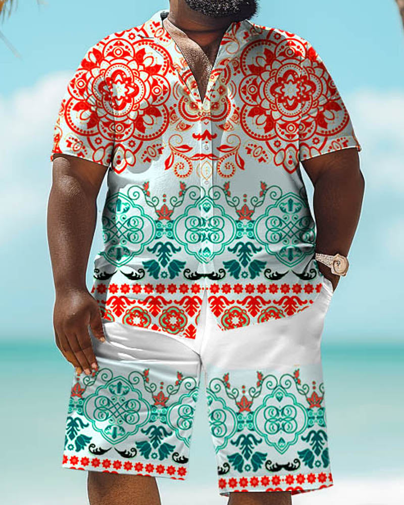 Big & Tall Graphic Floral T-Shirt Shorts Set for big men view 2