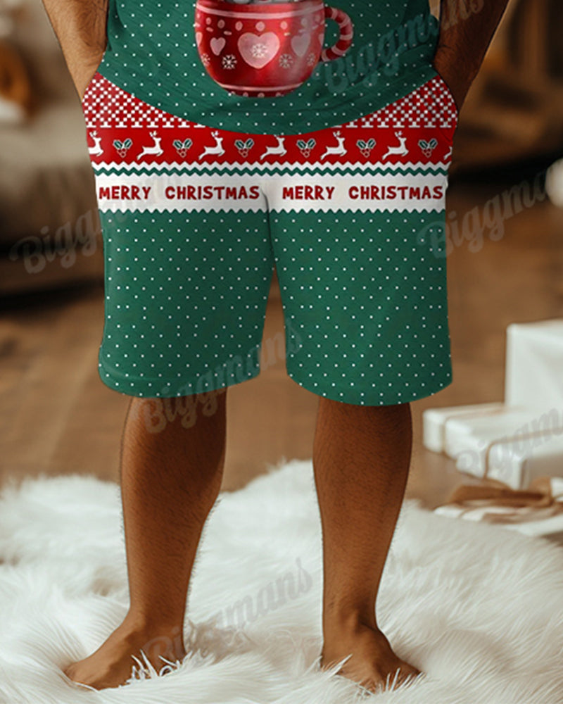Big & Tall Graphic T-Shirt Shorts Set for big men view 3
