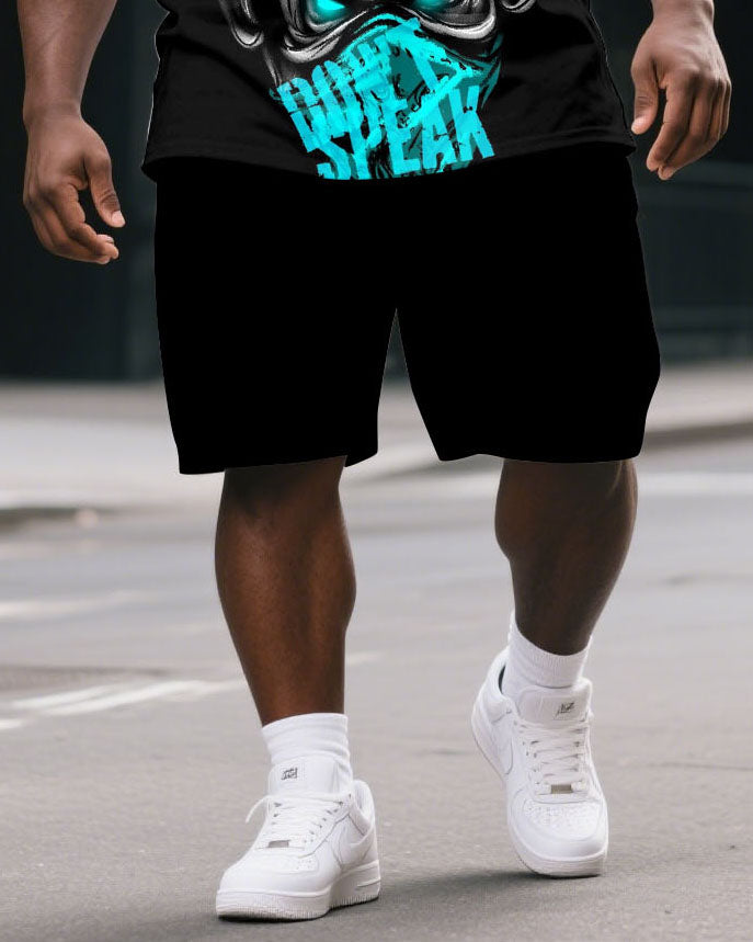 Big & Tall Colorblock Graphic T-Shirt Shorts Set for big men view 3