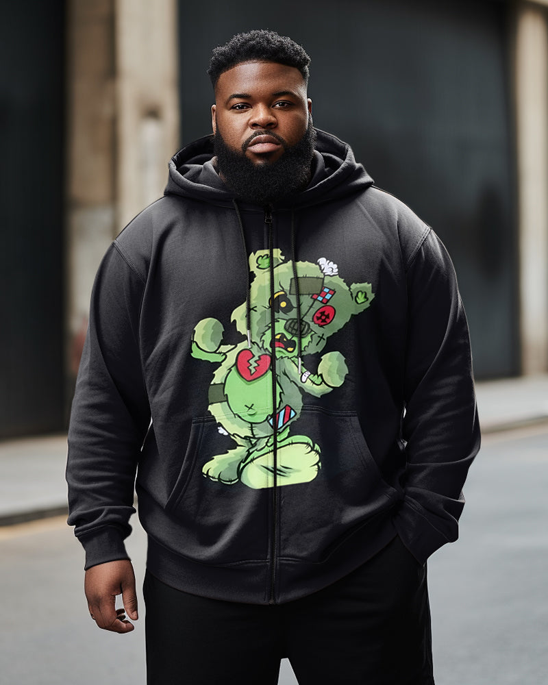 Big & Tall Black Denim Athletic Hoodie Sweatpants Set for big men