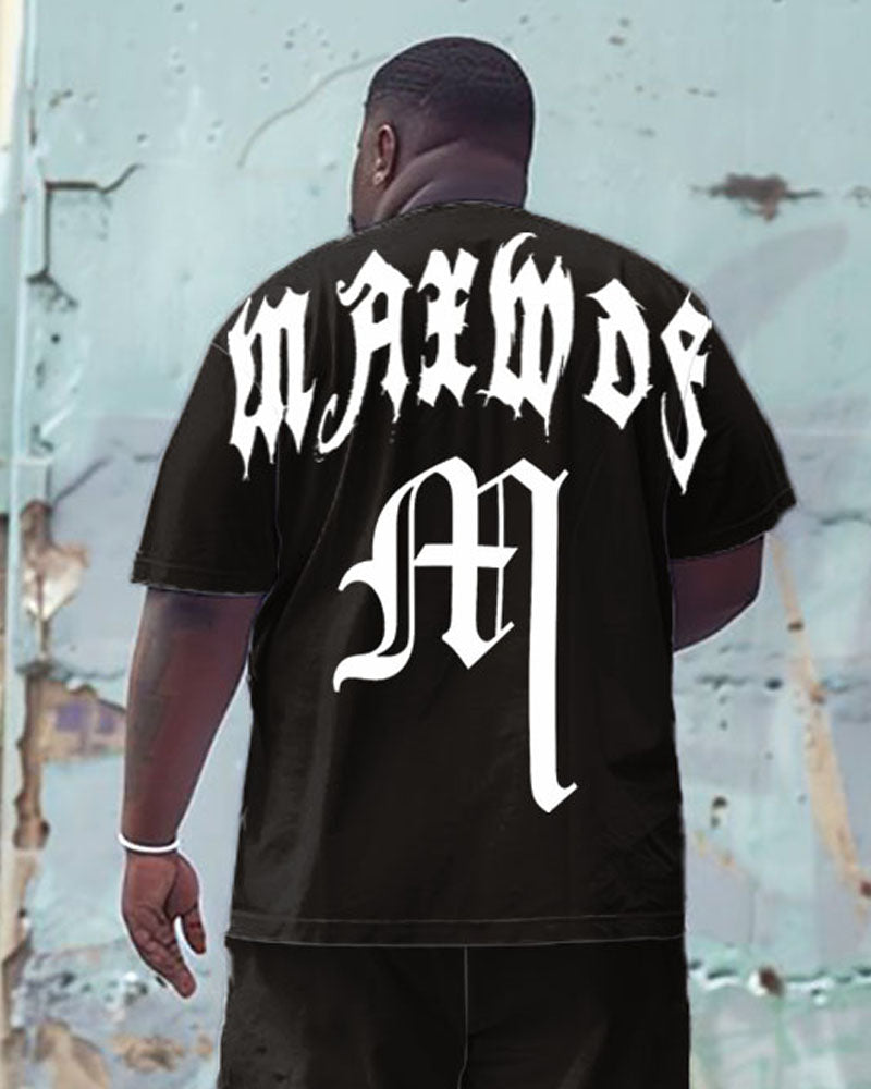 Big & Tall Graphic T-Shirt Shorts Set for big men view 5
