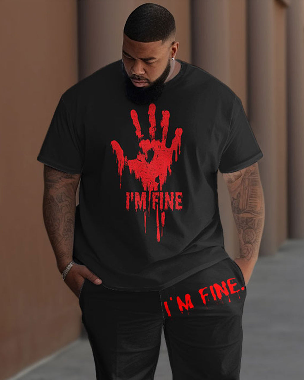 Big & Tall Graphic T-Shirt Pants Set for big men view 2