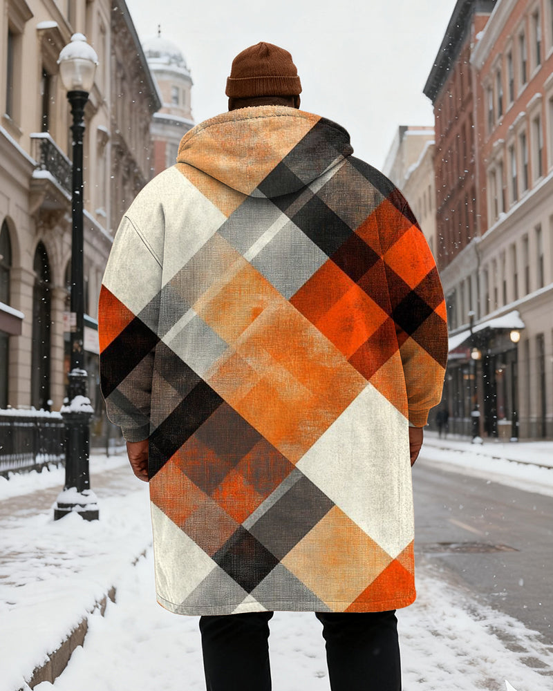 Big & Tall Orange Plaid Hoodie for big men view 3