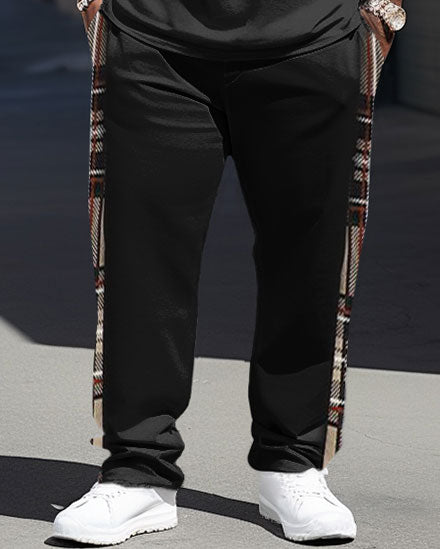 Big & Tall Plaid Streetwear Two-piece Set for big men view 3
