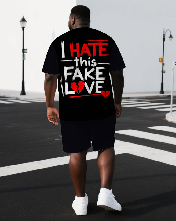 Big & Tall Graphic Streetwear T-Shirt Shorts Set for big men view 1
