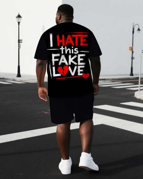 Big & Tall Graphic Streetwear T-Shirt Shorts Set for big men view 1