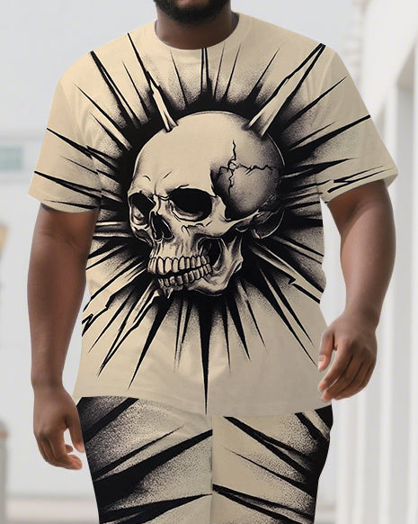 Big & Tall Skull T-Shirt Shorts Set for big men view 2