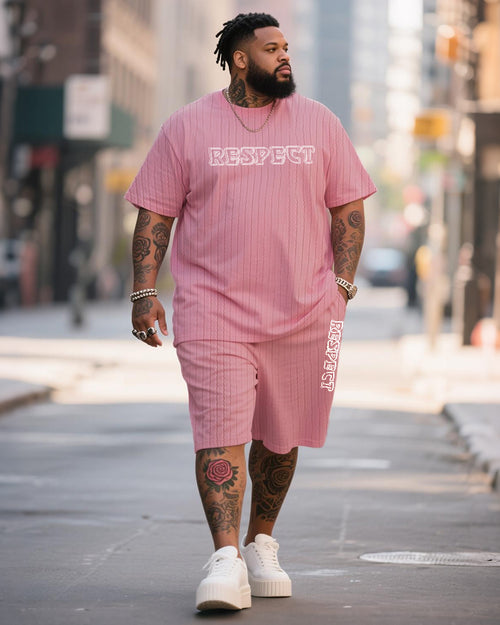 Big & Tall Red Graphic T-Shirt Shorts Set for big men view 2