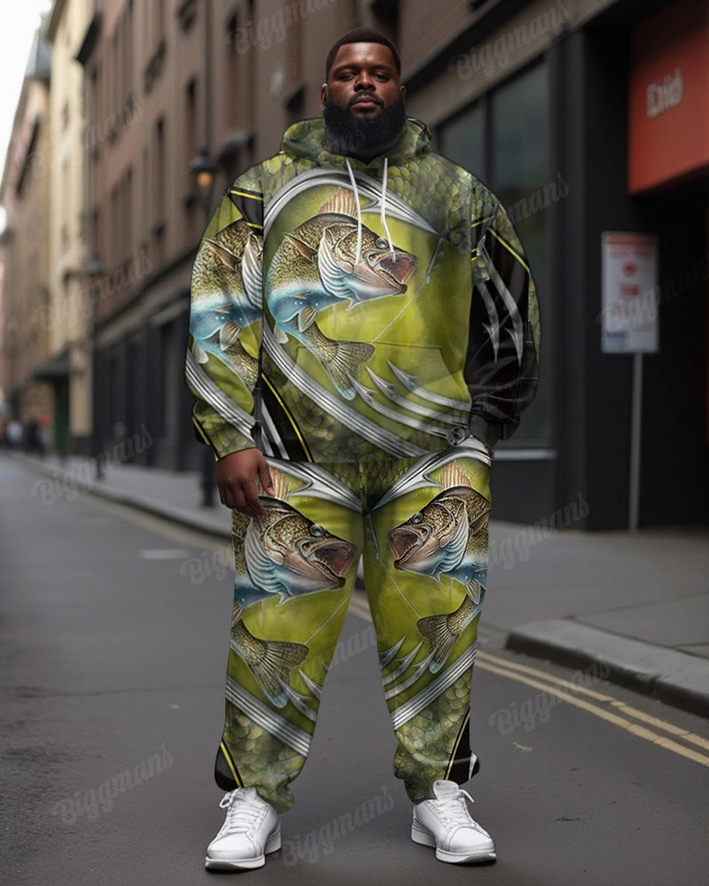 Big & Tall Graphic Streetwear Hoodie Sweatpants Set for big men view 1
