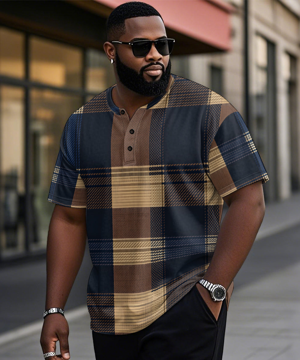Big & Tall Blue Plaid Graphic T-Shirt for big men view 1