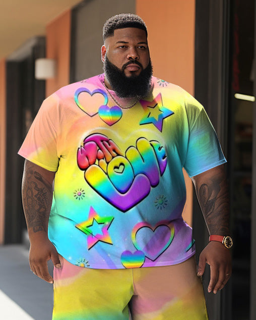 Big & Tall Colorblock Graffiti Two-piece Set for big men view 2