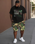 Big & Tall Graphic Camouflage T-Shirt Shorts Set for big men view 1