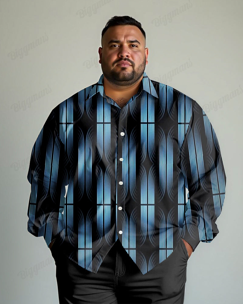 Big & Tall Geometric Long Sleeve Shirt for big men