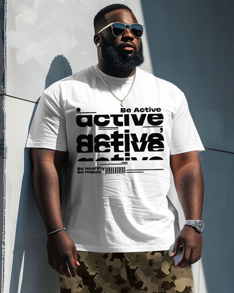 Big & Tall Graphic Streetwear T-Shirt Shorts Set for big men view 2