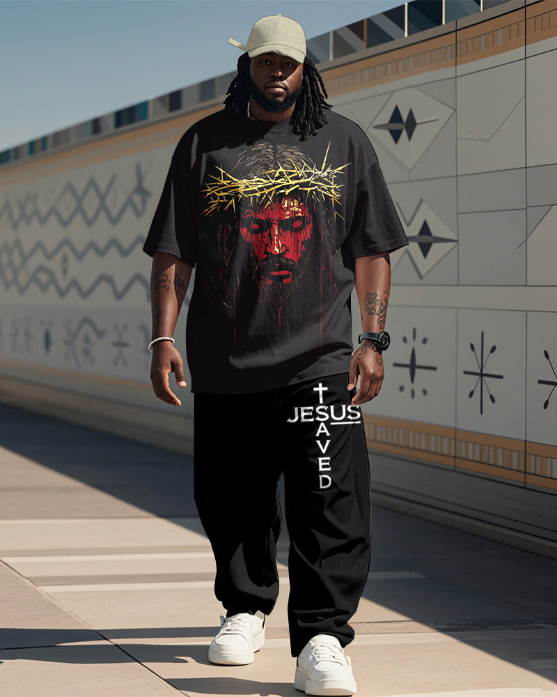 Big & Tall Graphic Graffiti T-Shirt Pants Set for big men view 1