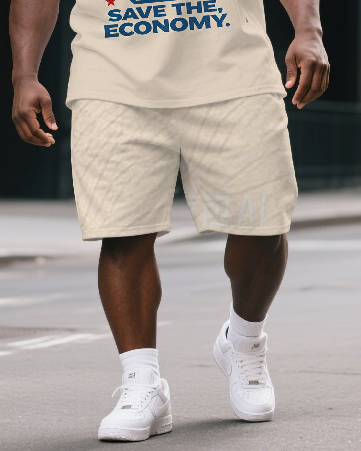 Big & Tall Graphic Streetwear T-Shirt Shorts Set for big men view 3