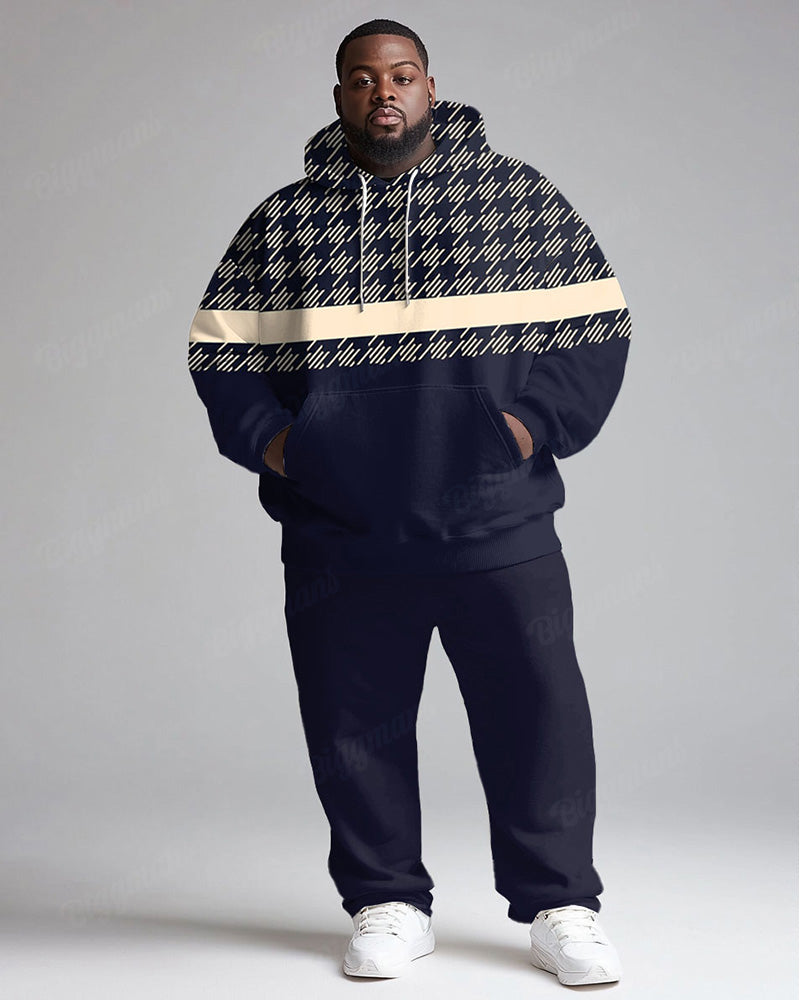 Big & Tall Purple Geometric Hoodie Sweatpants Set for big men view 1