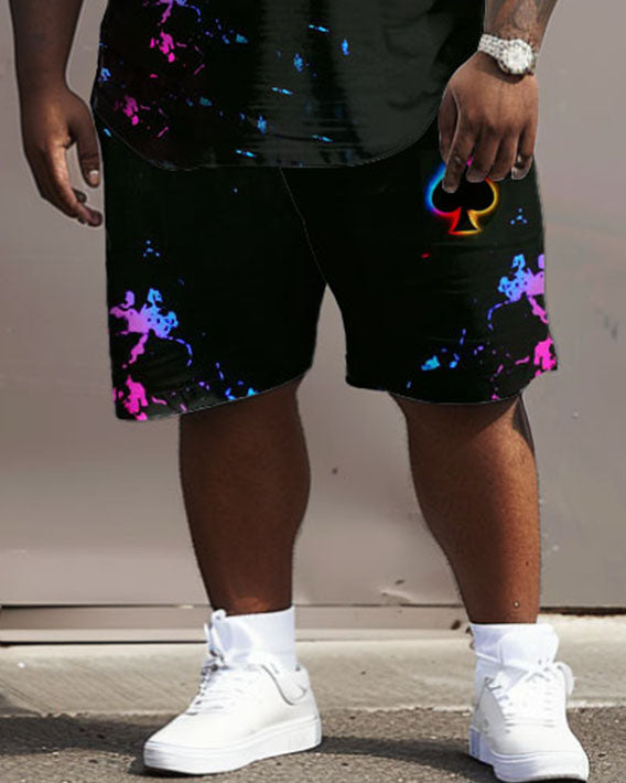 Big & Tall Graphic Streetwear T-Shirt Shorts Set for big men view 3