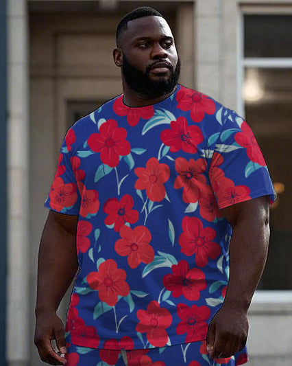 Big & Tall Streetwear T-Shirt Shorts Set for big men view 2