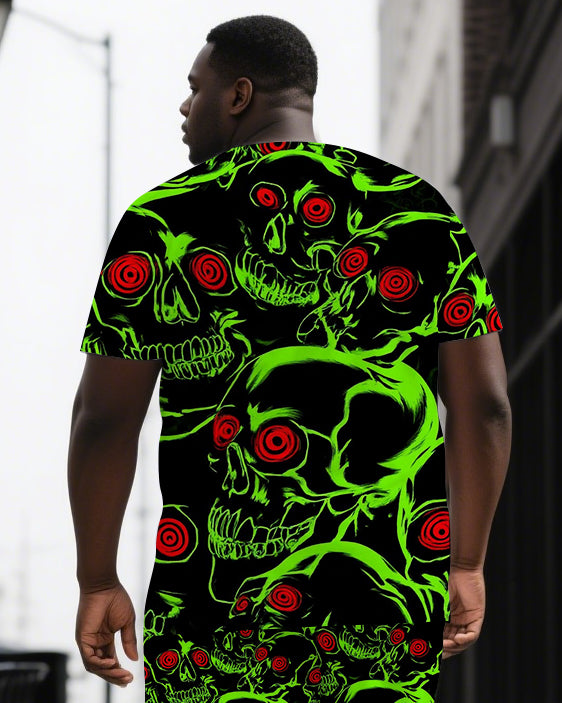 Big & Tall Graphic Skull T-Shirt Shorts Set for big men view 2