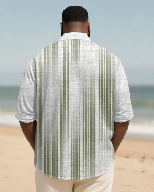 Big & Tall Green Geometric Graphic Long Sleeve Shirt for big men view 2