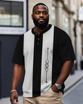 Big & Tall Black White Geometric T-Shirt for big men view 1