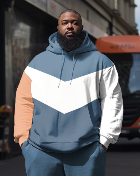 Big & Tall Colorblock Graffiti Hoodie Sweatpants Set for big men view 2