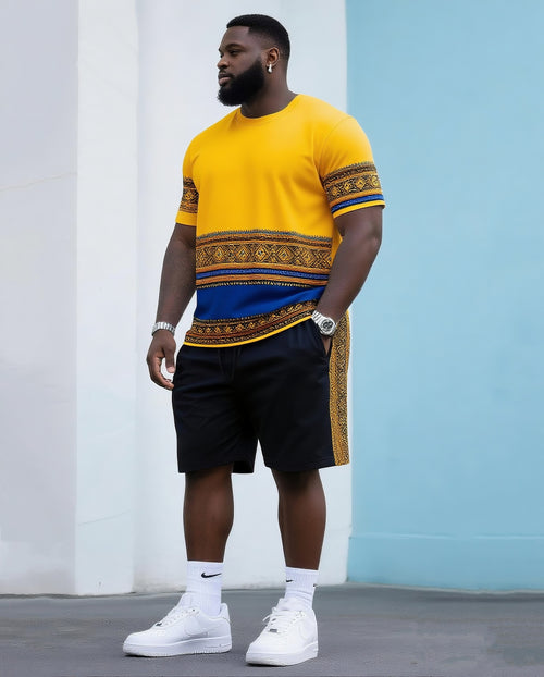 Big & Tall Streetwear Vintage T-Shirt Shorts Set for big men view 1