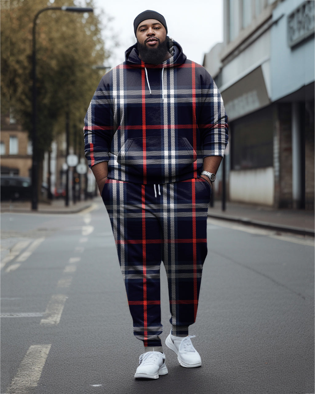Big & Tall Colorblock Hoodie Sweatpants Set for big men view 1