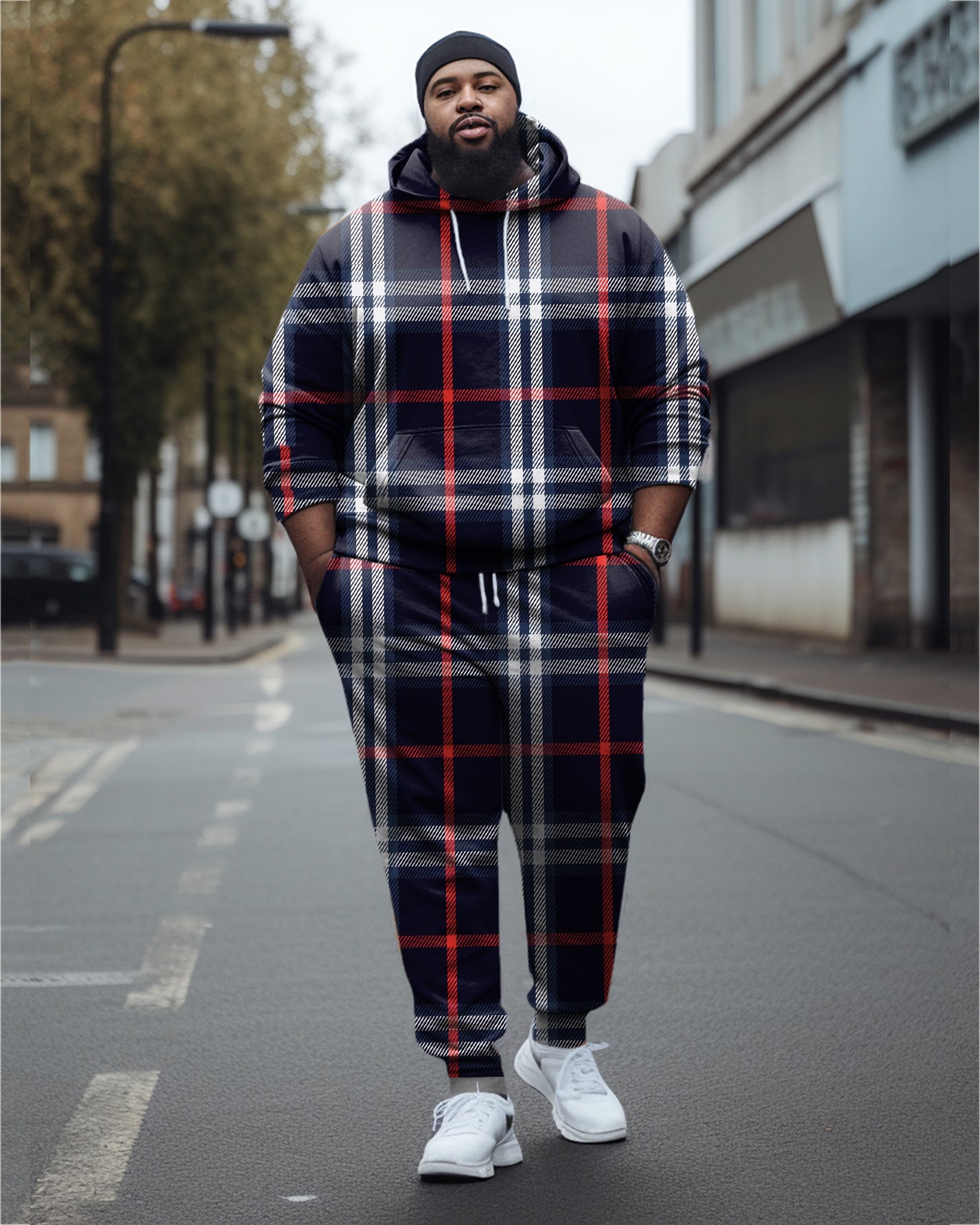 Big & Tall Colorblock Hoodie Sweatpants Set for big men view 1