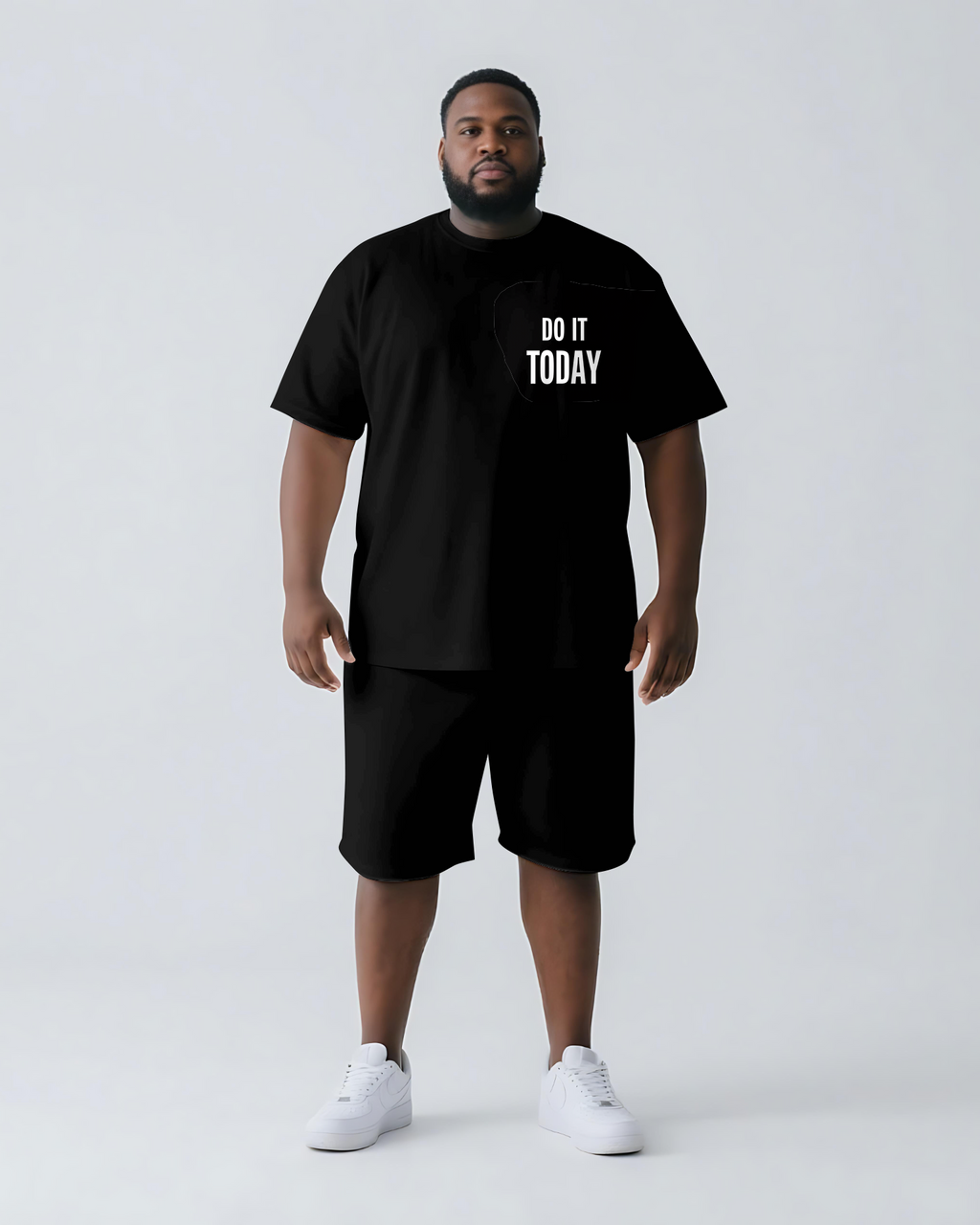 Big & Tall Graphic Streetwear Two-piece Set for big men view 1