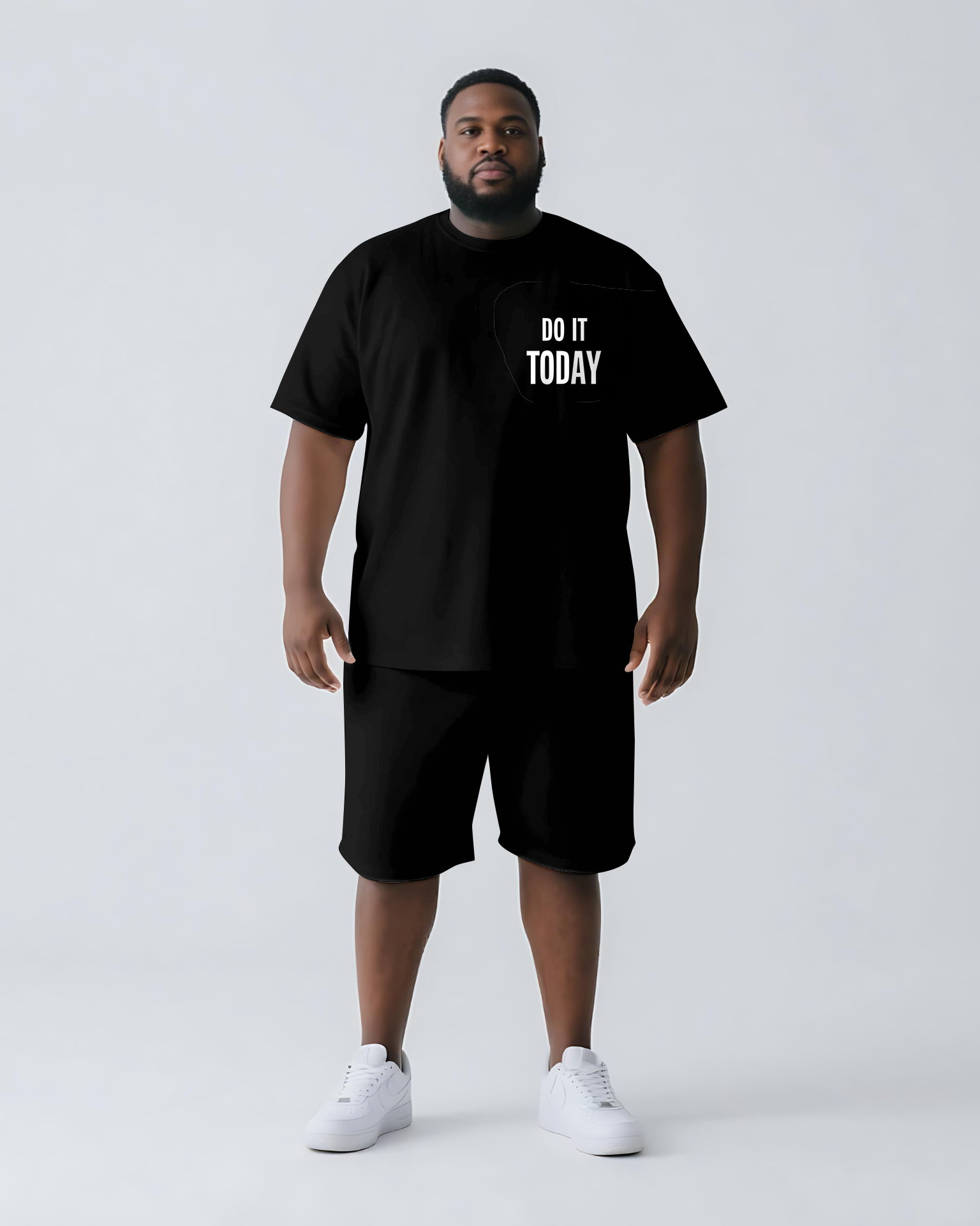 Big & Tall Graphic Streetwear Two-piece Set for big men view 1