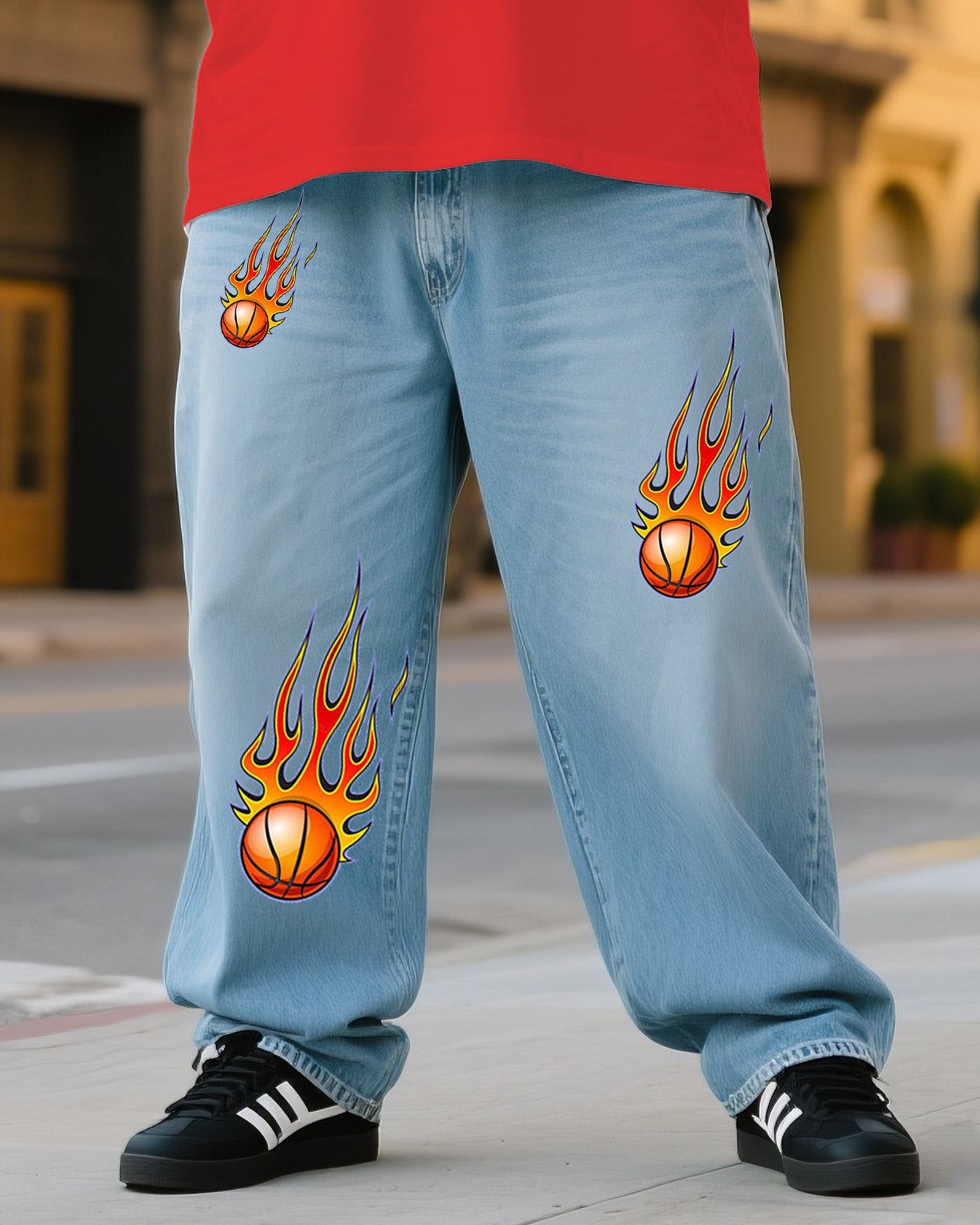 Big & Tall Denim T-Shirt Pants Set for big men view 3