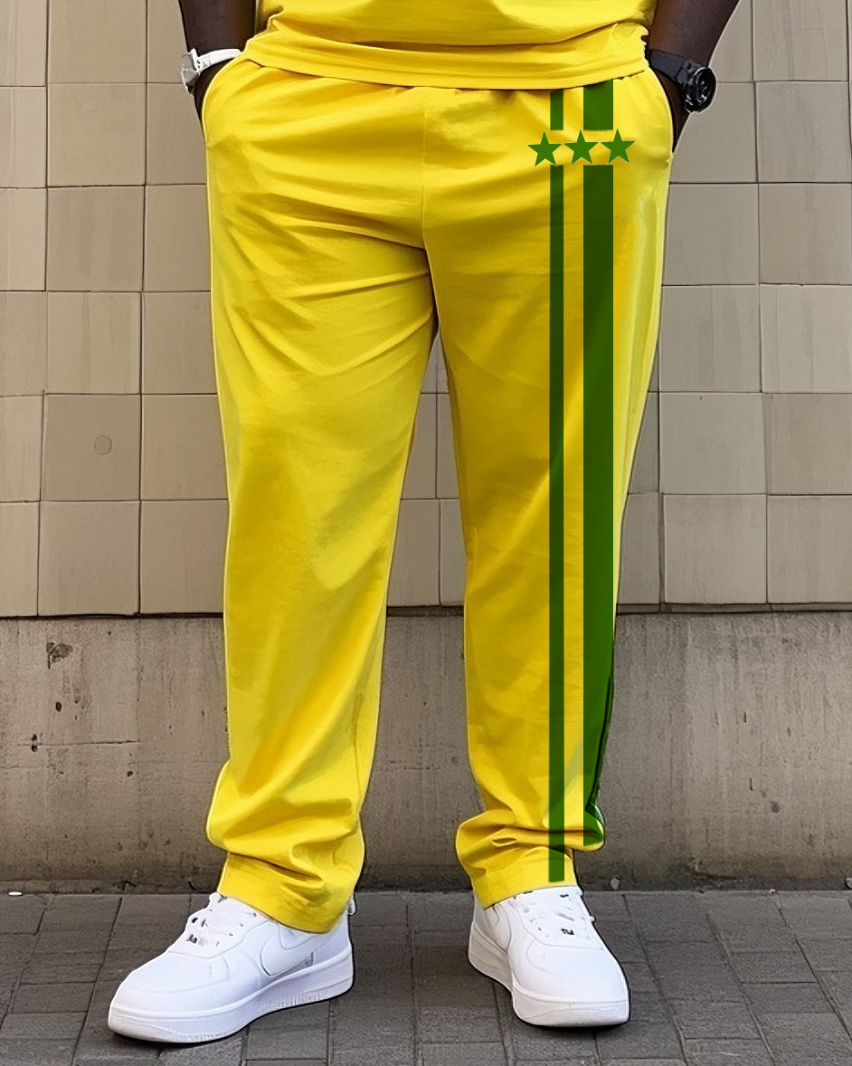 Big & Tall Striped Athletic T-Shirt Pants Set for big men view 3