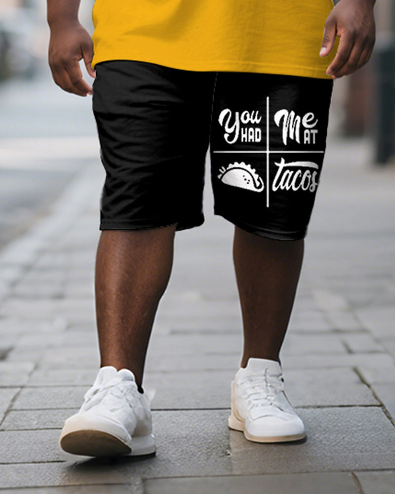 Big & Tall Yellow Graphic T-Shirt Shorts Set for big men view 3